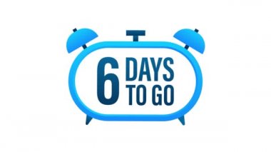 6 gün kaldı. Geri sayım zamanlayıcısı. Saat simgesi. Zaman simgesi. Sayım zamanı indirimi. Hareket grafikleri.