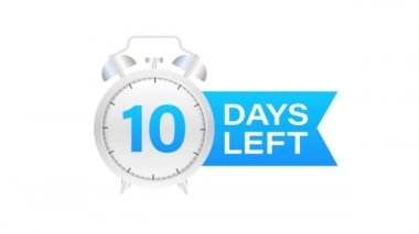 Beyaz arka planda allarm saatinin bitmesine 10 gün kaldı. Hareket grafikleri.