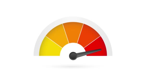 Betygsätt kundnöjdhetsmätare. Olika känslor konst design från rött till grönt. Abstrakt begrepp grafiskt element av tachometer, hastighetsmätare, indikatorer, poäng. Rörelsesätt. — Stockvideo