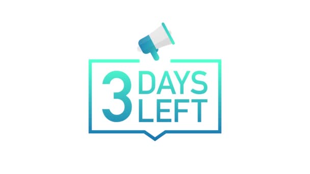 3 Days Left label on white background. Flat icon. Motion design. — Stock Video