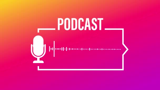 Podcast. Insignia, icono, sello, logotipo. Gráficos en movimiento. — Vídeos de Stock