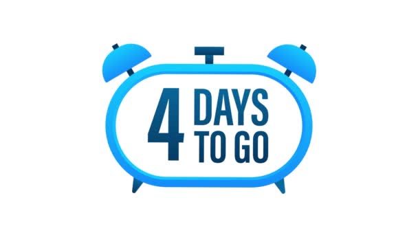 4 Days to go. Countdown timer. Clock icon. Time icon. Count time sale. Motion graphics. — Stock Video
