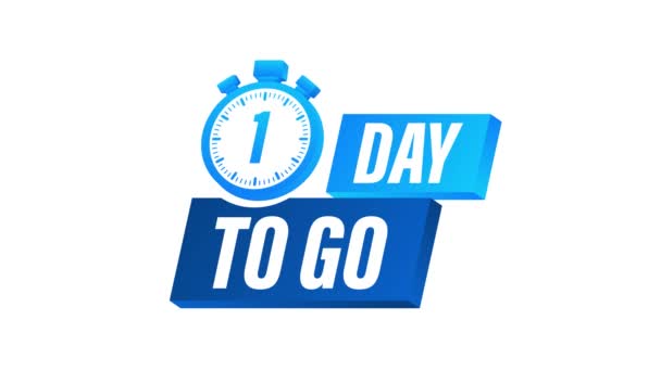 1 Days to go. Countdown timer. Clock icon. Time icon. Count time sale. Motion graphics. — Stock Video