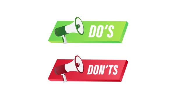 A Do s e Don't piacciono i pollici in alto o in basso. flat simple thumb up symbol minimal round logotipo element set graphic design isolato su bianco. Grafica del movimento. — Video Stock