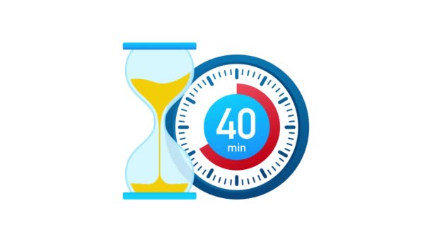 Los 40 minutos, el icono del cronómetro. Icono de cronómetro en estilo plano, temporizador encendido sobre fondo de color. Gráficos en movimiento. — Vídeo de stock