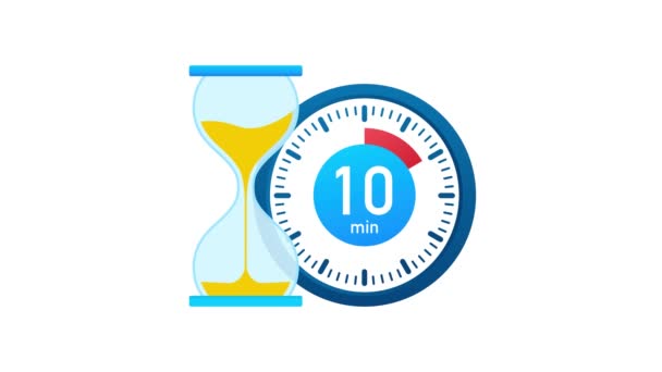 I 10 minuti, icona del cronometro. Icona cronometro in stile piatto, timer su sfondo a colori. Grafica del movimento. — Video Stock