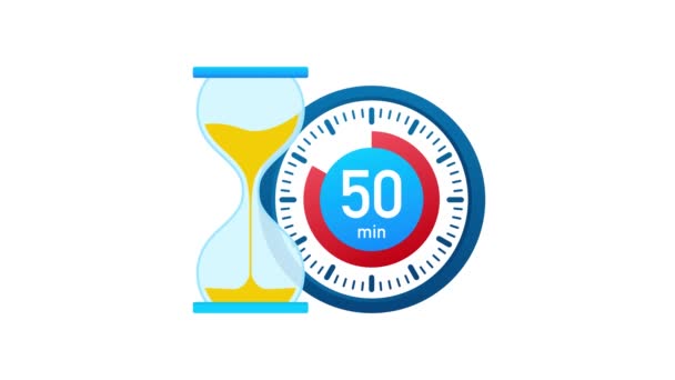 I 50 minuti, icona del cronometro. Icona cronometro in stile piatto, timer su sfondo a colori. Grafica del movimento. — Video Stock