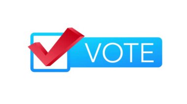 Sembollere oy verin. İşaret simgesini işaretle. Beyaz arkaplanda oy etiketi. Hareket grafikleri.