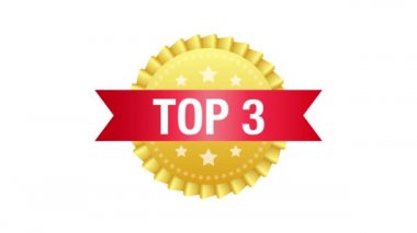 En iyi 3 etiket. Altın defne çelengi ikonu. Hareket grafikleri.