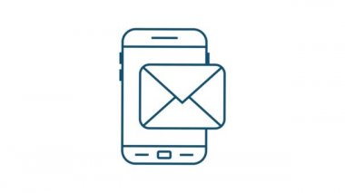 E- posta bildirim konsepti. Akıllı telefon ekranında yeni bir e- posta var. Hareket grafikleri.