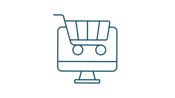 Shopping-Set-Symbol für Webdesign. E-Commerce. Rabattcoupon. Business-Ikone. Preisschild. Linie. Bewegungsgrafik. — Stockvideo
