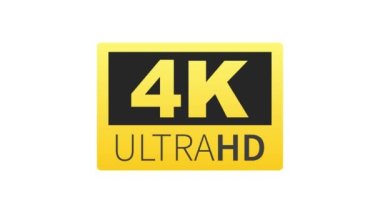 4K Ultra HD etiketi. Yüksek teknoloji. LED televizyon ekranı. Hareket grafikleri.