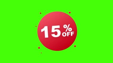 Yüzde 15 indirimli indirimli bayrak. İndirimli fiyat etiketi. % 15 indirimli, uzun gölgeli düz ikon. Hareket grafikleri.