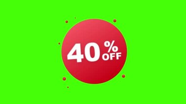 % 40 indirimli indirimli bayrak. İndirimli fiyat etiketi. Uzun gölgeli% 40 indirimli sade ikon. Hareket grafikleri.
