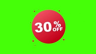 Yüzde 30 indirimli indirimli bayrak. İndirimli fiyat etiketi. Uzun gölgeli% 30 indirimli sade ikon. Hareket grafikleri.