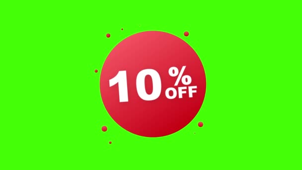 10 per cento OFF Vendita Banner sconto. Sconto offerta prezzo tag. 10% sconto promozione icona piatta con ombra lunga. Grafica del movimento. — Video Stock