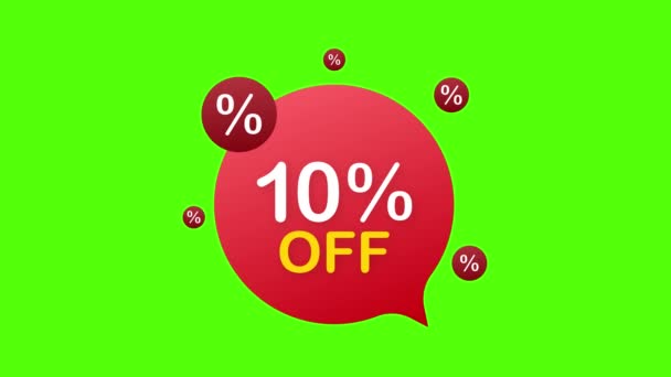 10 por ciento OFF Venta Banner de descuento. Descuento precio oferta etiqueta. 10 por ciento de descuento promoción icono plano con sombra larga. Gráficos en movimiento. — Vídeo de stock