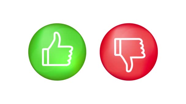 Bouton plat vert sur fond rouge. Bon signe. Trumb up, grand design pour tous les usages. Concept de médias sociaux. Graphiques de mouvement. — Video
