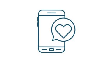 Sosyal medya simgesini ayarla. Telefon ikonu. Dijital iletişim. Sohbet balonu. Hareket grafikleri.