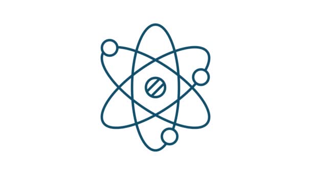Ícone de átomo, símbolos de átomo no fundo branco. Gráficos de movimento. — Vídeo de Stock