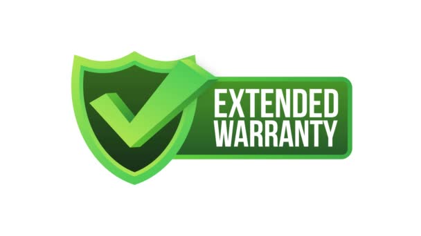 Extended warranty label or sticker. Badge, icon, stamp. Motion graphics. — Stock Video