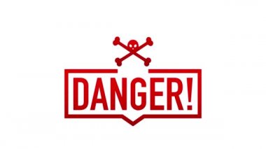 Beyaz arka planda tehlike afişi. Hareket grafikleri.