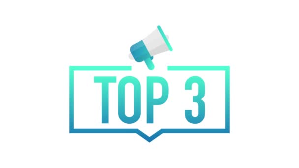 Top3 - Top Három színes címke fehér háttérrel. Mozgókép. — Stock videók