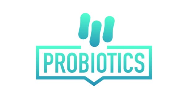 Probiotika. Märke, etikett, ikon, stämpel, logotyp. Rörlig grafik. — Stockvideo