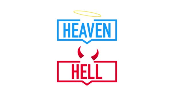 Hell or heaven. Angel and devil symbol. Good and bad on white background. Motion graphics. — Stock Video