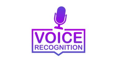 Ses tanıma. Rozet, simge, pul, logo. Hareket grafikleri.