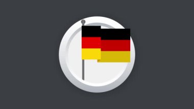 Siyah arkaplanda gümüş düğmesi olan Almanya bayrağı. Hareket grafikleri.