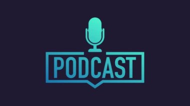 Podcast. Rozet, simge, pul, logo. Hareket grafikleri.