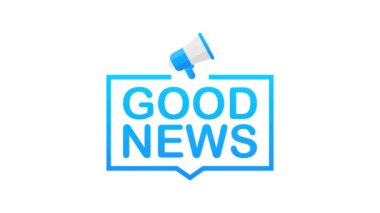 Rozet, megafonlu pankart. Haberler iyi. Hareket grafikleri.