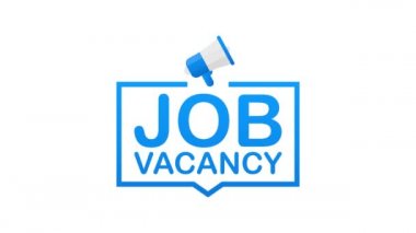 Rozet, megafonlu pankart, boş bir iş. Hareket grafikleri.