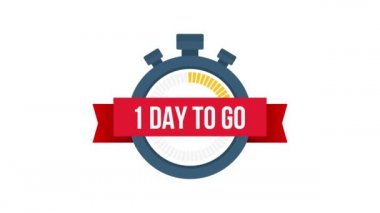 Bir gün kaldı. Zaman simgesi. Beyaz arkaplanda illüstrasyon. Hareket grafikleri.