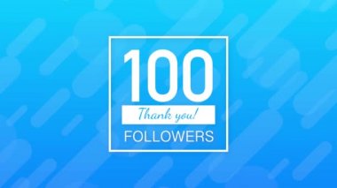 100 takipçi, teşekkürler, sosyal siteler paylaşımı. Takipçiler tebrik kartı için teşekkürler. Hareket grafikleri.