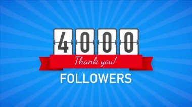 4K takipçileri, teşekkürler, sosyal siteler paylaşımı. Takipçiler tebrik kartı için teşekkürler. Hareket grafikleri.