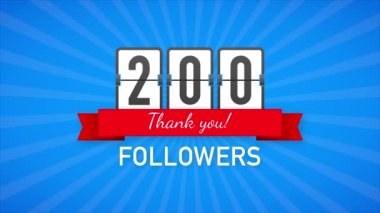 200 takipçi, teşekkürler, sosyal siteler paylaşımı. Takipçiler tebrik kartı için teşekkürler. Hareket grafikleri.