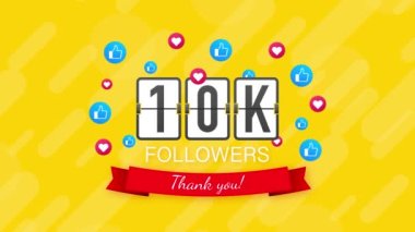 10 bin takipçi, teşekkürler, sosyal siteler paylaşımı. Takipçiler tebrik kartı için teşekkürler. Hareket grafikleri.