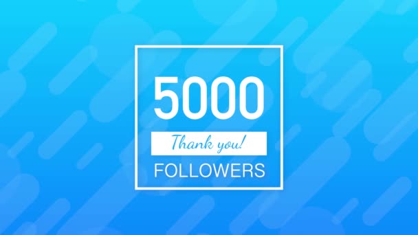 5k follower, Grazie, social site post. Grazie seguaci carta di congratulazione. Grafica del movimento. — Video Stock