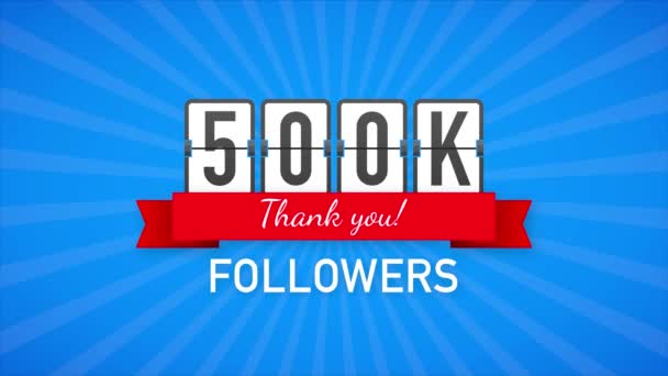 500, 000 명의 팔로워 여러분, 소셜 사이트 포스트입니다. 축하 카드를 보내 주 셔서 감사합니다. 모션 그래픽. — 비디오