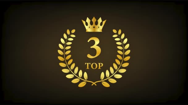 Top3 - Top Három színes címke fehér háttérrel. Mozgókép. — Stock videók