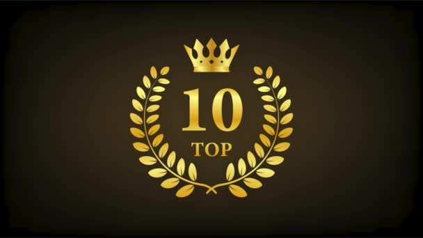 Top 10 - Top Ten etichetta colorata su sfondo bianco. Grafica del movimento. — Video Stock