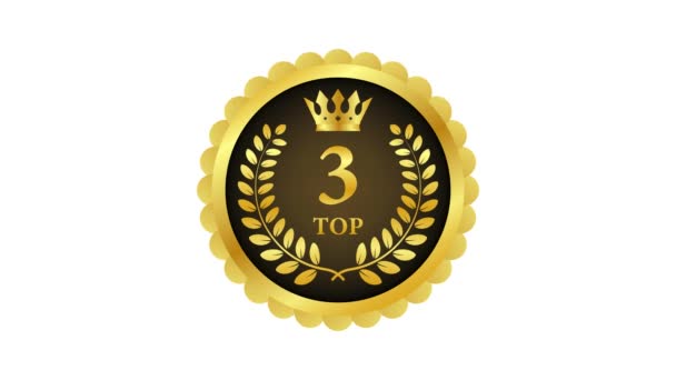 Top3 - Top Három színes címke fehér háttérrel. Mozgókép. — Stock videók