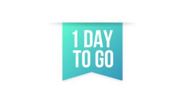 1 Day to go colorful ribbon on white background. Motion graphics.