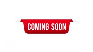 Kırmızı kurdele yakında geliyor. Promosyon afişi yakında geliyor. Stok çizimi kırmızı kurdele yakında geliyor. Promosyon afişi yakında geliyor. Hareket grafikleri.