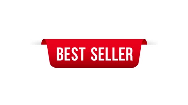 Best seller Red Label. Red Web Ribbon. Motion graphics. — Stock Video
