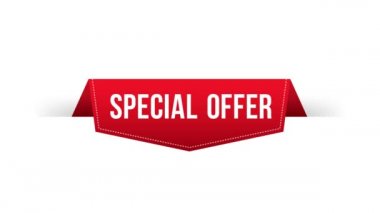 Özel teklif grunge tarzı kırmızı renkli. Kırmızı kurdele. İndirim etiketi. Hareket grafikleri.