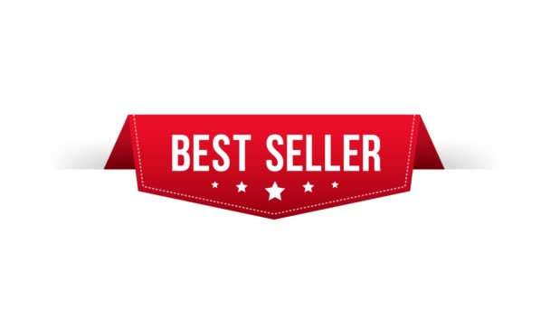 Best seller Red Label. Nastro rosso. Grafica del movimento. — Video Stock