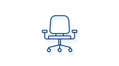 Ofis ikonu. Web simgesi seti. Ofis, her amaçla harika tasarım. Hareket grafikleri.
